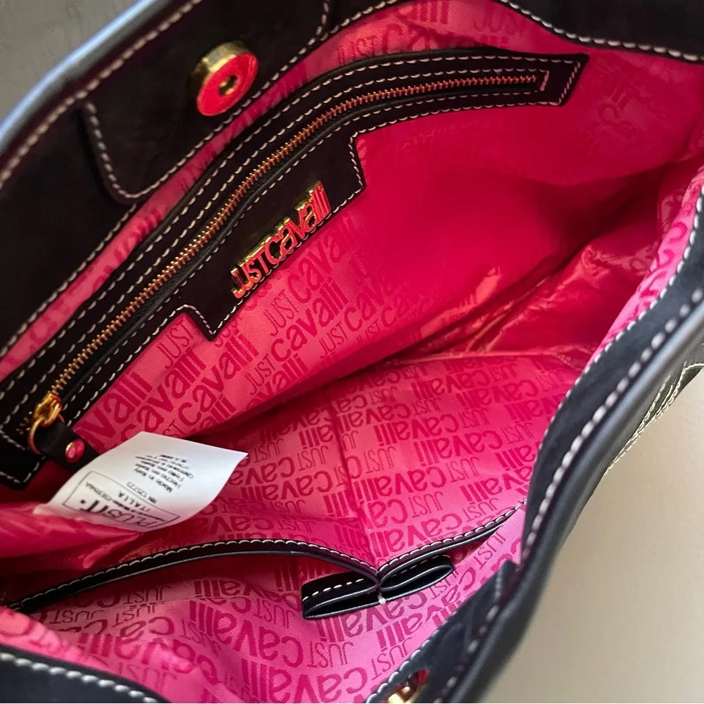 NWOT Just Cavalli - Made in Italy, Black Suede Purse w/ Pink Tassel - Picture 8 of 17